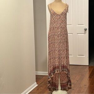 Aqua High Low Floral Dress in Pink and Cream